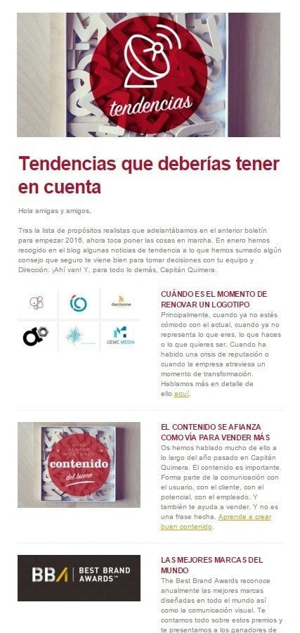 newsletter agencia comunicación, newsletter capitan quimera